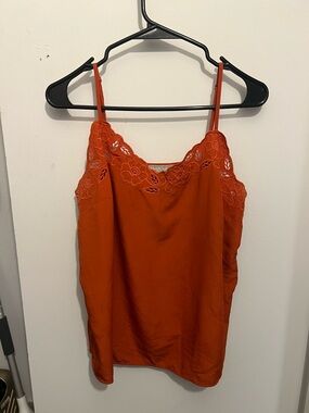 Red Floral Lace-Trim Cami Top